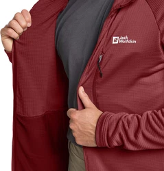 Jack Wolfskin Fleecejacke KOLBENBERG HOODED FZ Dunkelrot/Rot/Bordeaux
