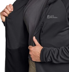 Jack Wolfskin Fleecejacke KOLBENBERG HOODED FZ Dunkelgrau/Grau