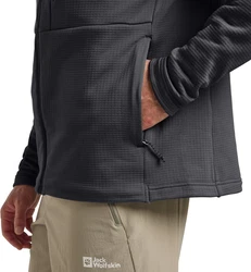 Jack Wolfskin Fleecejacke KOLBENBERG HOODED FZ Dunkelgrau/Grau