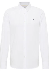 MUSTANG Langarmhemd Weiß/Dunkelblau/Creme