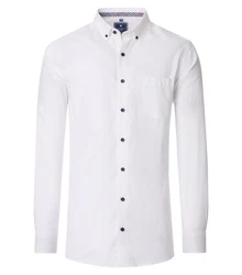 Redmond Langarmhemd Comfort Fit Dunkelblau/Weiß/Creme