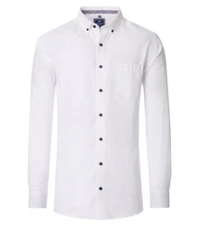 Redmond Langarmhemd Comfort Fit Dunkelblau/Weiß/Creme