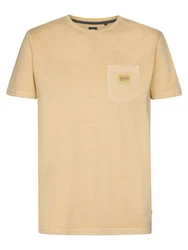 Petrol Industries T-Shirt mit Brusttasche Key Beige/Khaki/Gold