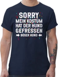 Shirtracer T-Shirt Sorry mein Kostüm hat der Hund gefressen Konfetti I Karneval & Fasching Dunkelblau/Blau/Rot/Hellblau