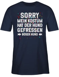 Shirtracer T-Shirt Sorry mein Kostüm hat der Hund gefressen Konfetti I Karneval & Fasching Dunkelblau/Blau/Rot/Hellblau