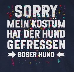 Shirtracer T-Shirt Sorry mein Kostüm hat der Hund gefressen Konfetti I Karneval & Fasching Dunkelblau/Blau/Rot/Hellblau