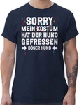 Shirtracer T-Shirt Sorry mein Kostüm hat der Hund gefressen Konfetti I Karneval & Fasching Dunkelblau/Blau/Rot/Hellblau
