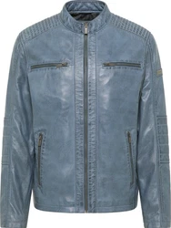 Bruno Banani Lederjacke MADDOX Blau/Dunkelblau/Grau