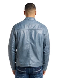 Bruno Banani Lederjacke MADDOX Blau/Dunkelblau/Grau