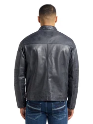 Bruno Banani Lederjacke MADDOX Dunkelblau/Dunkelgrau/Blau