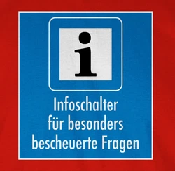 Shirtracer T-Shirt Infoschalter für besonders bescheuerte Fragen Rot/Türkis