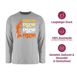 Shirtracer Rundhalsshirt Geschenk für Angler Komm Fischi Fischi Fischi Angeln Geschenk Männ Angler Geschenke Hellgrau/Orange/Rosa/Schwarz/Grau/Silber