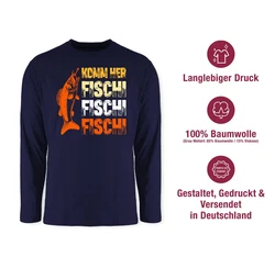Shirtracer Rundhalsshirt Geschenk für Angler Komm Fischi Fischi Fischi Angeln Geschenk Männ Angler Geschenke Dunkelblau/Blau/Rot