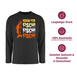 Shirtracer Rundhalsshirt Geschenk für Angler Komm Fischi Fischi Fischi Angeln Geschenk Männ Angler Geschenke Schwarz/Rot/Orange/Rosa/Hellgrau