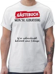 Shirtracer T-Shirt Gstebuch 50. Geburtstag Gste Unterschrift Gsteliste Lustig Gelb/Grau/Creme