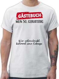 T-Shirt Gstebuch - 50. Geburtstag Gste Unterschrift Gsteliste Lustig 50. Geburtstag