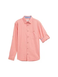 TOM TAILOR Langarmhemd Regular Fit Hemd Rosa/Rot/Orange