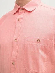 TOM TAILOR Langarmhemd Regular Fit Hemd Rosa/Rot/Orange