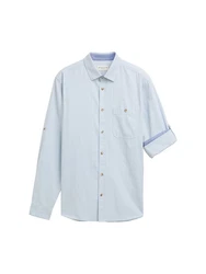 TOM TAILOR Langarmhemd Regular Fit Hemd Blau/Hellblau