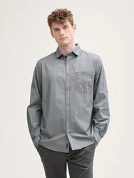 TOM TAILOR Langarmhemd Regular Fit Hemd Grau/Hellgrau/Dunkelgrau