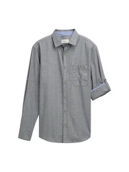 TOM TAILOR Langarmhemd Regular Fit Hemd Grau/Hellgrau/Dunkelgrau