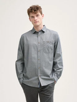 TOM TAILOR Langarmhemd Regular Fit Hemd Grau/Hellgrau/Dunkelgrau TOM TAILOR Langarmhemd Regular Fit Hemd Grau/Hellgrau/Dunkelgrau