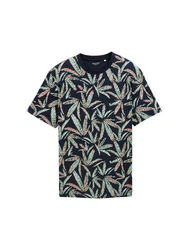 TOM TAILOR T-Shirt mit Muster Schwarz/Grün/Dunkelgrün/Mischfarben