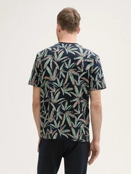 TOM TAILOR T-Shirt mit Muster Schwarz/Grün/Dunkelgrün/Mischfarben