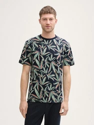 TOM TAILOR T-Shirt mit Muster Schwarz/Grün/Dunkelgrün/Mischfarben