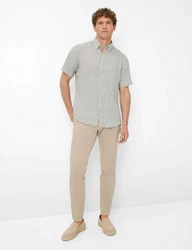 Brax Kurzarmhemd Style DAN Khaki/Grau/Hellgrau