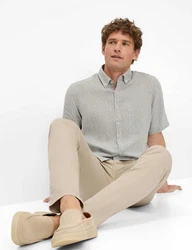 Brax Kurzarmhemd Style DAN Khaki/Grau/Hellgrau