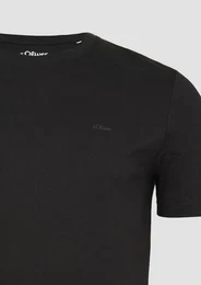 Kurzarmshirt Baumwoll-T-Shirt mit kleinem Logo-Print Logo