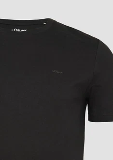 s.Oliver Kurzarmshirt T-Shirt Schwarz/Dunkelrot/Orange