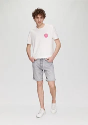 QS Cargoshorts Jeans-Bermuda John Regular Fit Mid Rise Rosa/Weiß/Grau/Creme