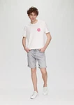 QS Cargoshorts Jeans-Bermuda John Regular Fit Mid Rise Rosa/Weiß/Grau/Creme