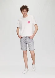 QS Cargoshorts Jeans-Bermuda John Regular Fit Mid Rise Rosa/Weiß/Grau/Creme