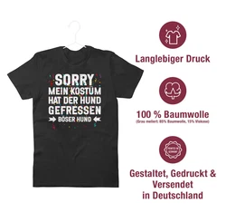 Shirtracer T-Shirt Sorry mein Kostüm hat der Hund gefressen Konfetti I Karneval & Fasching Rot/Schwarz/Grau/Dunkelgrün