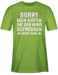 Shirtracer T-Shirt Sorry mein Kostüm hat der Hund gefressen Konfetti I Karneval & Fasching Neonfarben/Dunkelgrün/Grün