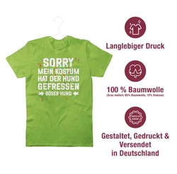 Shirtracer T-Shirt Sorry mein Kostüm hat der Hund gefressen Konfetti I Karneval & Fasching Neonfarben/Dunkelgrün/Grün