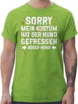 Shirtracer T-Shirt Sorry mein Kostüm hat der Hund gefressen Konfetti I Karneval & Fasching Neonfarben/Dunkelgrün/Grün