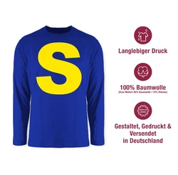 Shirtracer Rundhalsshirt Kostüm Buchstabe S Streifenhörnchen Chipmunk Simon Blau/Dunkelblau/Rot/Gelb/Hellblau
