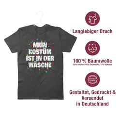 Shirtracer T-Shirt Mein Kostüm ist in der Wäsche Konfetti Karneval & Fasching Schwarz/Dunkelgrau/Mischfarben/Silber