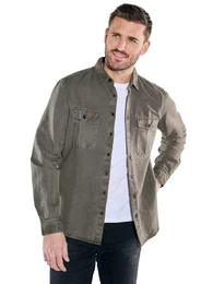 Langarmhemd Overshirt mit Leinenanteil