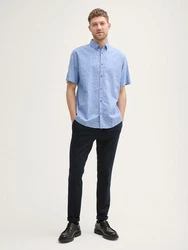 TOM TAILOR Kurzarmhemd Regular Fit Blau/Hellblau