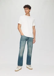 s.Oliver Stoffhose Jeans Benito Regular Fit Mid Rise Straight Leg Weiß/Grün/Creme/Schwarz/Gelb
