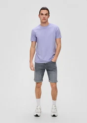 QS Cargoshorts Regular Denim-Look Shorts Lila/Hellgrau
