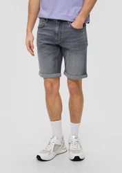 QS Cargoshorts Regular Denim-Look Shorts Lila/Hellgrau
