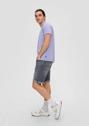 QS Cargoshorts Regular Denim-Look Shorts Lila/Hellgrau