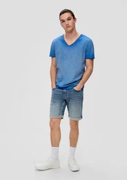 Cargoshorts Denim-Shorts mit fixiertem Umschlag Waschung