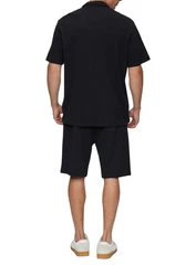 QS Cargoshorts Shorts aus Waffelpiqu  Schwarz/Dunkelgrau/Dunkelblau/Braun